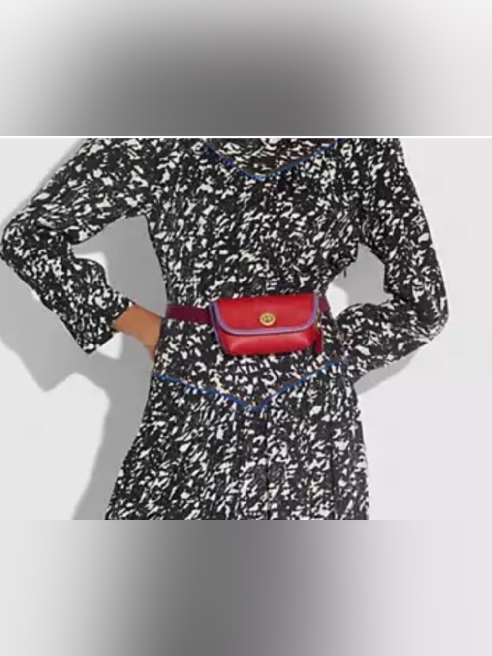 Coach Turnlock Flare Belt Bag Style 316 Red & Lilac Colorblock Leather Crossbody - Picture 2 of 14